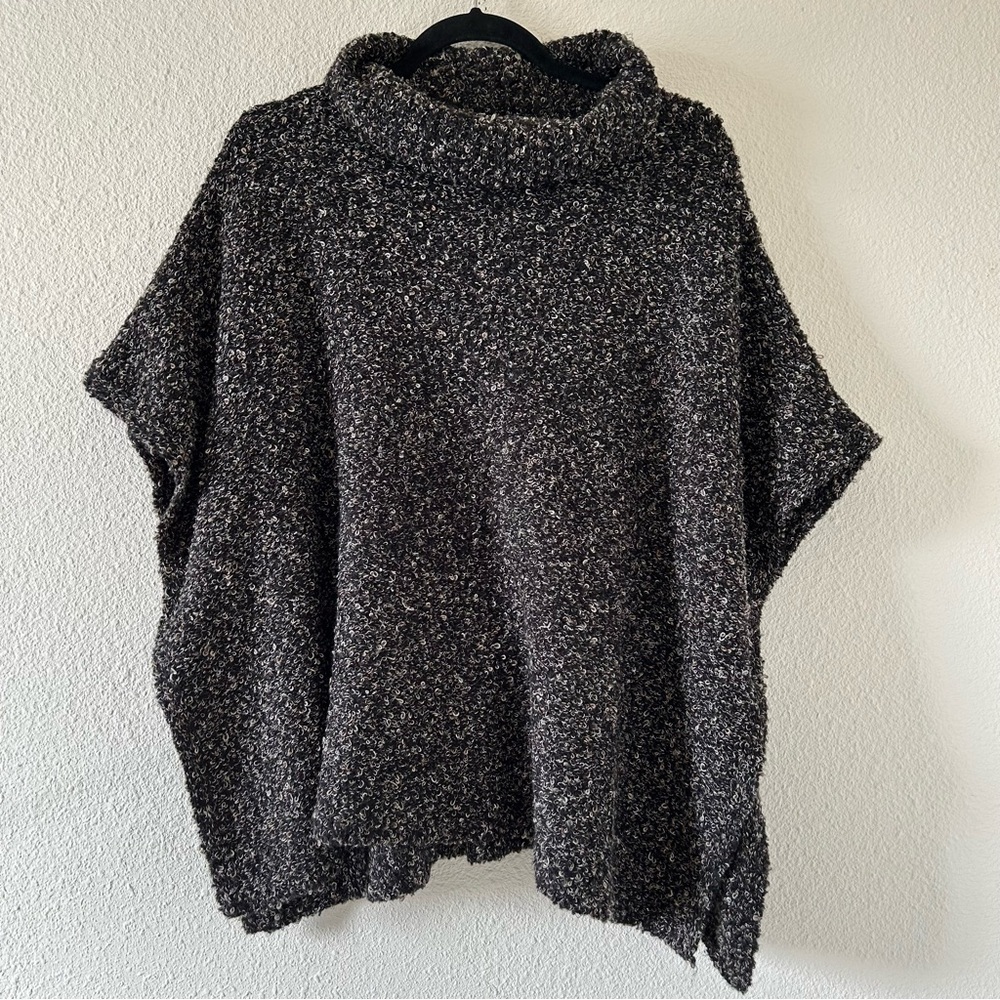 CURIO New York Wool Blend Turtleneck Poncho Teddy Sweater Sz S/M